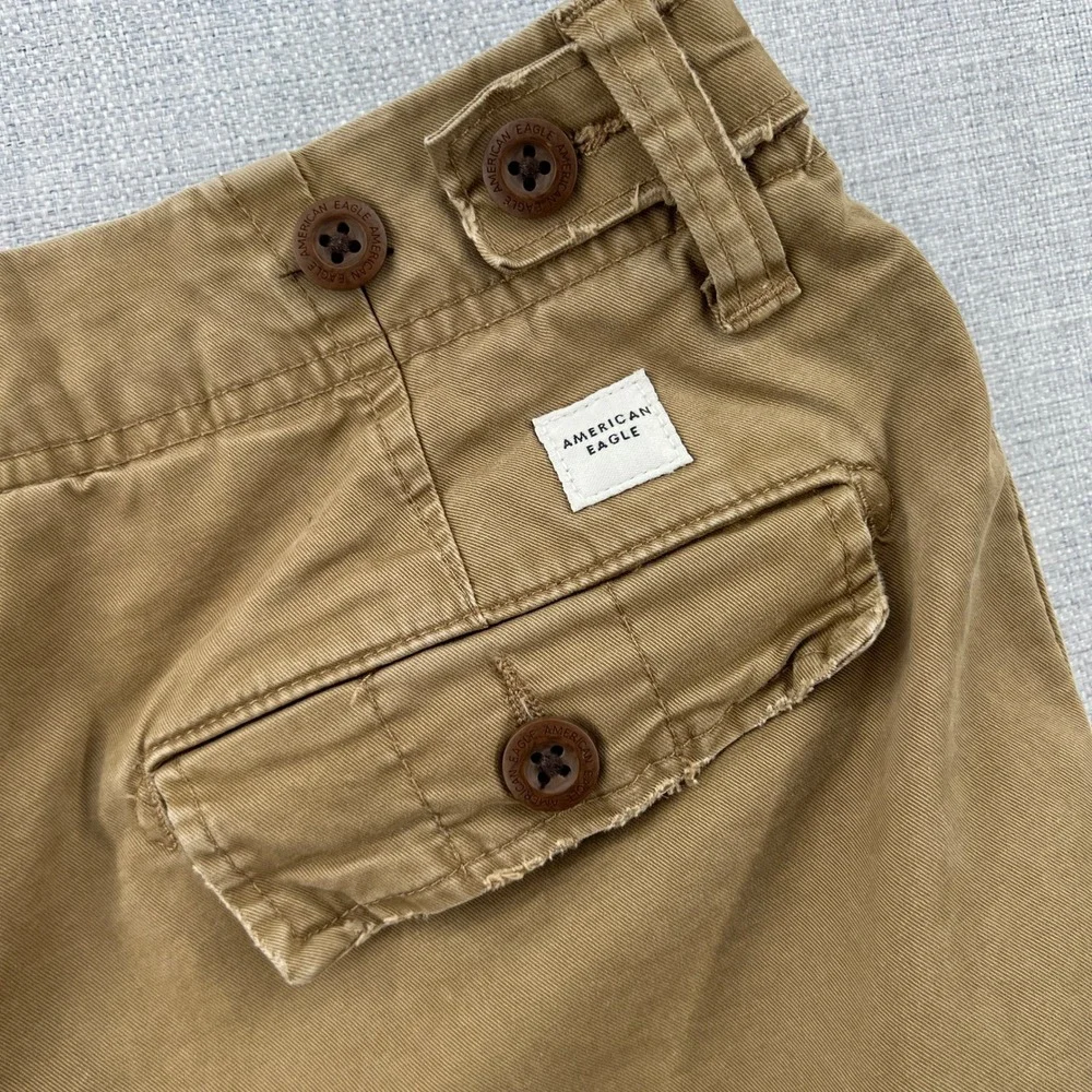 Y2K American Eagle Classic Cargo Shorts Mens 30 Khaki Brown Flex Cotton Blend